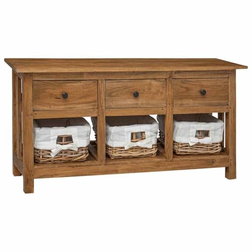 Emmtore Sideboard mit 3 Schubladen 3 Körben Handgefertigt Anrichte Kommode Lowboard TV Board HiFi Möbel Recyceltes Massivholz 100x30x50cm Emmtore Sideboard mit 3 Schubladen 3 Körben Handgefertigt Anrichte Kommode Lowboard TV Board HiFi Möbel Recyceltes Massivholz 100x30x50cm von Emmtore