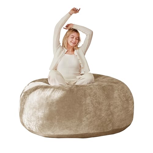 Emmtore Sitzsack Stuhl Sitzsack Stühle für Erwachsene Riesen Sitzsäcke Bean Bag Flauschige Sitzsäcke für Wohnzimmer, Schlafzimmer Aprikose (90-110)×50 von Emmtore