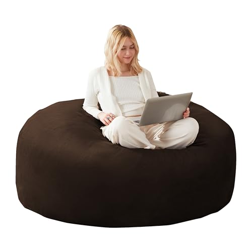 Emmtore Sitzsack Stuhl Sitzsack Stühle für Erwachsene Riesen Sitzsäcke Bean Bag Flauschige Sitzsäcke für Wohnzimmer, Schlafzimmer Braun (90-110)×50 von Emmtore