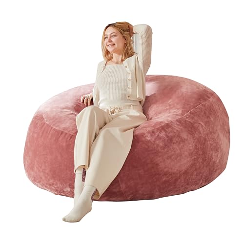 Emmtore Sitzsack Stuhl Sitzsack Stühle für Erwachsene Riesen Sitzsäcke Bean Bag Flauschige Sitzsäcke für Wohnzimmer, Schlafzimmer Rosa (90-110)×50 von Emmtore