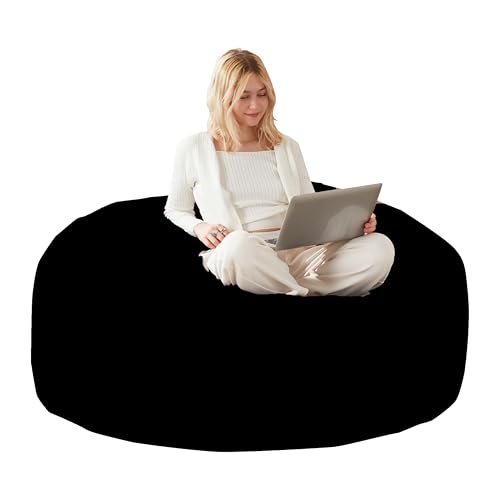 Emmtore Sitzsack Stuhl Sitzsack Stühle für Erwachsene Riesen Sitzsäcke Bean Bag Flauschige Sitzsäcke für Wohnzimmer, Schlafzimmer Schwarz (90-110)×50 von Emmtore