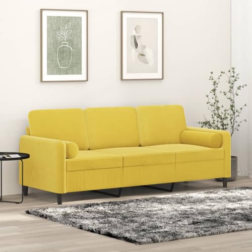 Emmtore Sofa, Couch mit Zierkissen, Liegesofa für Wohnzimmer, Polstersofa Sessel Relaxsofa Loungesofa Relaxcouch Gelb,180 cm von Emmtore