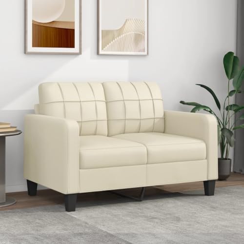 Emmtore Sofa,Couch für Wohnzimmer,Polstersofa mit Metallgestell, Loungesofa Wohnzimmersofa Wohnzimmermöbel,Kunstleder Sofa,Creme,120 cm von Emmtore