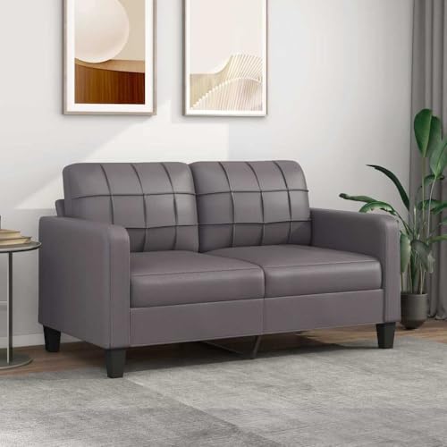 Emmtore Sofa,Couch für Wohnzimmer,Polstersofa mit Metallgestell, Loungesofa Wohnzimmersofa Wohnzimmermöbel,Kunstleder Sofa,Grau,140 cm von Emmtore