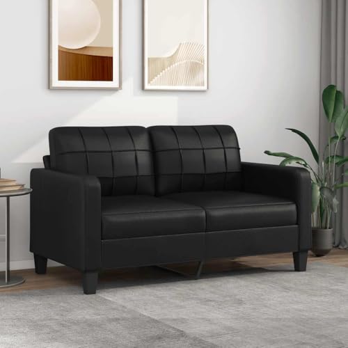 Emmtore Sofa,Couch für Wohnzimmer,Polstersofa mit Metallgestell, Loungesofa Wohnzimmersofa Wohnzimmermöbel,Kunstleder Sofa,Schwarz,140 cm von Emmtore