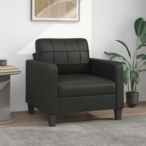 Emmtore Sofa,Couch für Wohnzimmer,Polstersofa mit Metallgestell, Loungesofa Wohnzimmersofa Wohnzimmermöbel,Kunstleder Sofa,Schwarz,60 cm von Emmtore