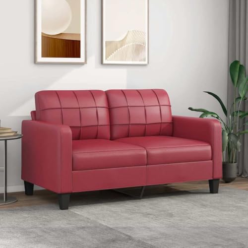 Emmtore Sofa,Couch für Wohnzimmer,Polstersofa mit Metallgestell, Loungesofa Wohnzimmersofa Wohnzimmermöbel,Kunstleder Sofa,Weinrot,140 cm von Emmtore