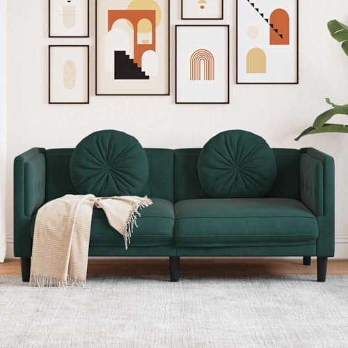 Emmtore Sofa,Polstersofa mit Kissen,Loungesofa,Designsofa für Wohnzimmer, Couch Wohnzimmersofa,Modern Samt,Dunkelgrün,2-Sitzer von Emmtore