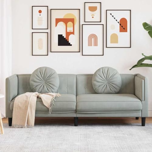 Emmtore Sofa,Polstersofa mit Kissen,Loungesofa,Designsofa für Wohnzimmer, Couch Wohnzimmersofa,Modern Samt,Hellgrau,3-Sitzer von Emmtore