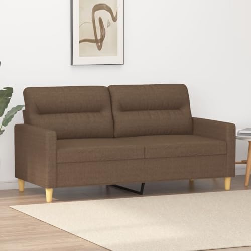 Emmtore Sofa 2-Sitzer, Loungesofa Couch mit Armlehnen Rückenkissen, Wohnzimmersofa Designsofa Metallgestell, Sitzmöbel Zweisitzer, Modern, StoffBraun,140 cm von Emmtore