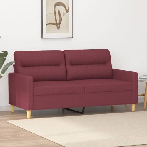 Emmtore Sofa 2-Sitzer, Loungesofa Couch mit Armlehnen Rückenkissen, Wohnzimmersofa Designsofa Metallgestell, Sitzmöbel Zweisitzer, Modern, StoffWeinrot,140 cm von Emmtore