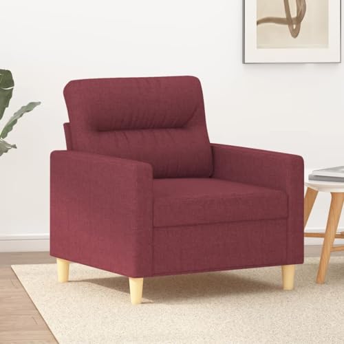 Emmtore Sofa 2-Sitzer, Loungesofa Couch mit Armlehnen Rückenkissen, Wohnzimmersofa Designsofa Metallgestell, Sitzmöbel Zweisitzer, Modern, StoffWeinrot,60 cm von Emmtore