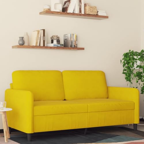 Emmtore Sofa 2-Sitzer, Loungesofa Couch mit Armlehnen Rückenkissen, Wohnzimmersofa Designsofa Metallgestell, Sitzmöbel Zweisitzer SamtGelb,140 cm Emmtore Sofa 2-Sitzer, Loungesofa Couch mit Armlehnen Rückenkissen, Wohnzimmersofa Designsofa Metallgestell, Sitzmöbel Zweisitzer SamtGelb,140 cm von Emmtore