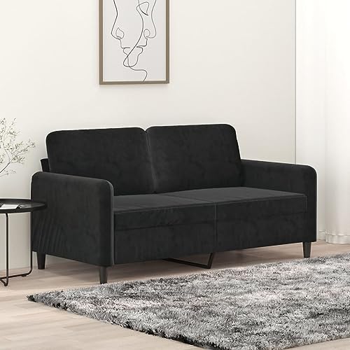 Emmtore Sofa 2-Sitzer, Loungesofa Couch mit Armlehnen Rückenkissen, Wohnzimmersofa Designsofa Metallgestell, Sitzmöbel Zweisitzer SamtSchwarz,140 cm Emmtore Sofa 2-Sitzer, Loungesofa Couch mit Armlehnen Rückenkissen, Wohnzimmersofa Designsofa Metallgestell, Sitzmöbel Zweisitzer SamtSchwarz,140 cm von Emmtore