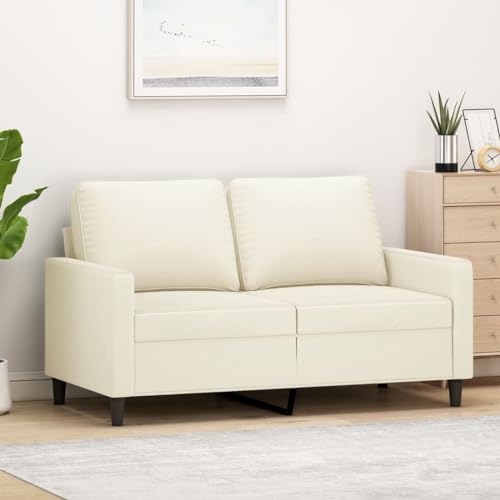 Emmtore Sofa 2-Sitzer, Loungesofa Couch mit Armlehnen Rückenkissen, Wohnzimmersofa Designsofa mit Metallgestell, Sitzmöbel Zweisitzer Samt,Creme,120 cm von Emmtore