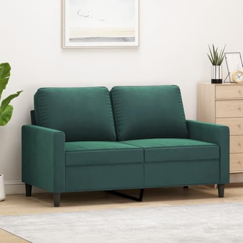 Emmtore Sofa 2-Sitzer, Loungesofa Couch mit Armlehnen Rückenkissen, Wohnzimmersofa Designsofa mit Metallgestell, Sitzmöbel Zweisitzer Samt,Dunkelgrün,120 cm von Emmtore