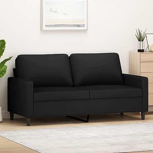Emmtore Sofa 2-Sitzer, Loungesofa Couch mit Armlehnen Rückenkissen, Wohnzimmersofa Designsofa mit Metallgestell, Sitzmöbel Zweisitzer Samt,Schwarz,140 cm von Emmtore