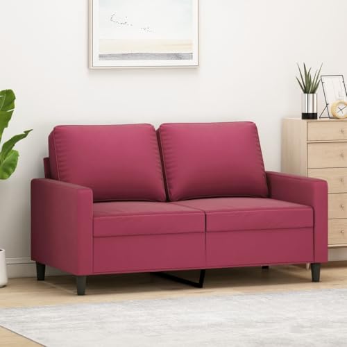 Emmtore Sofa 2-Sitzer, Loungesofa Couch mit Armlehnen Rückenkissen, Wohnzimmersofa Designsofa mit Metallgestell, Sitzmöbel Zweisitzer Samt,Weinrot,120 cm von Emmtore