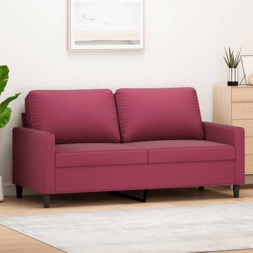 Emmtore Sofa 2-Sitzer, Loungesofa Couch mit Armlehnen Rückenkissen, Wohnzimmersofa Designsofa mit Metallgestell, Sitzmöbel Zweisitzer Samt,Weinrot,140 cm von Emmtore