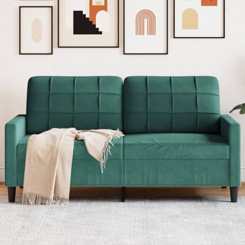 Emmtore Sofa 2-Sitzer, Polstersofa Doppelsofa für Wohnzimmer, Couch Loungesofa Metallgestell, Zweisitzer Samtsofa Sitzmöbel, Modern, Samt Dunkelgrün,140 cm von Emmtore