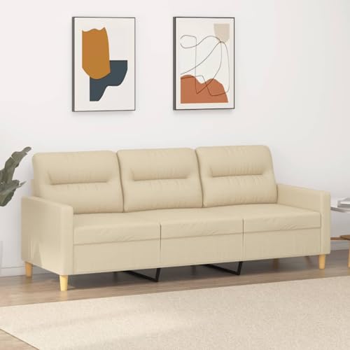 Emmtore Sofa 3-Sitzer, Loungesofa Couch mit Armlehnen Rückenkissen, Wohnzimmersofa Designsofa Metallgestell, Sitzmöbel Dreisitzer, Modern, Stoff Creme,180 cm Emmtore Sofa 3-Sitzer, Loungesofa Couch mit Armlehnen Rückenkissen, Wohnzimmersofa Designsofa Metallgestell, Sitzmöbel Dreisitzer, Modern, Stoff Creme,180 cm von Emmtore