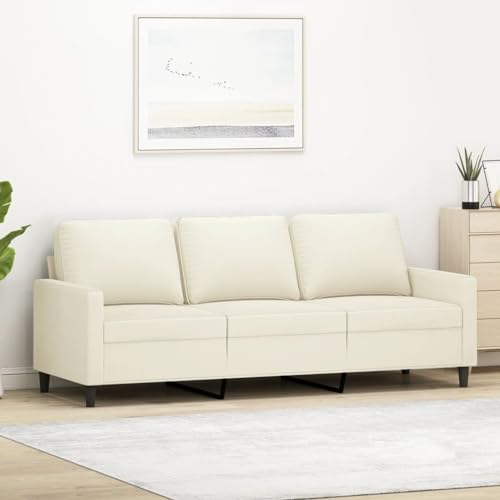 Emmtore Sofa 3-Sitzer, Loungesofa Couch mit Armlehnen Rückenkissen, Wohnzimmersofa Designsofa mit Metallgestell, Sitzmöbel Dreisitzer Samt,Creme,180 cm von Emmtore