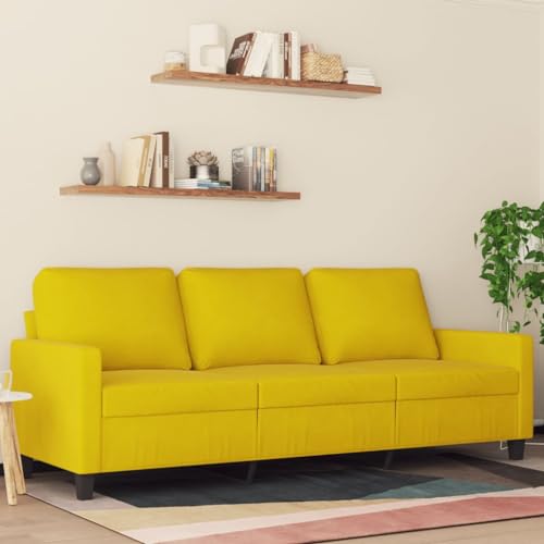Emmtore Sofa 3-Sitzer, Loungesofa Couch mit Armlehnen Rückenkissen, Wohnzimmersofa Designsofa mit Metallgestell, Sitzmöbel Dreisitzer Samt,Gelb,180 cm von Emmtore