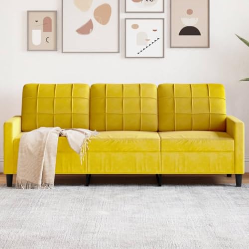 Emmtore Sofa 3-Sitzer, Polstersofa für Wohnzimmer, Couch Loungesofa Metallgestell, Dreisitzer Samtsofa Sitzmöbel, Modern, Samt Gelb,180 cm Emmtore Sofa 3-Sitzer, Polstersofa für Wohnzimmer, Couch Loungesofa Metallgestell, Dreisitzer Samtsofa Sitzmöbel, Modern, Samt Gelb,180 cm von Emmtore
