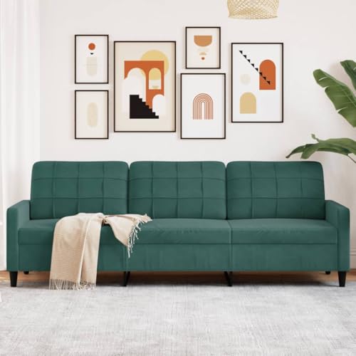 Emmtore Sofa 3-Sitzer, Polstersofa für Wohnzimmer, Couch Loungesofa Metallgestell, Dreisitzer Samtsofa Sitzmöbel, Modern Dunkelgrün,210 cm Emmtore Sofa 3-Sitzer, Polstersofa für Wohnzimmer, Couch Loungesofa Metallgestell, Dreisitzer Samtsofa Sitzmöbel, Modern Dunkelgrün,210 cm von Emmtore