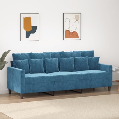 Emmtore Sofa 3-Sitzer,Loungesofa Couch mit Armlehnen Rückenkissen,Wohnzimmersofa Designsofa Metallgestell, Sitzmöbel Zweisitzer Samt Blau,180 cm Emmtore Sofa 3-Sitzer,Loungesofa Couch mit Armlehnen Rückenkissen,Wohnzimmersofa Designsofa Metallgestell, Sitzmöbel Zweisitzer Samt Blau,180 cm von Emmtore