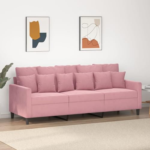 Emmtore Sofa 3-Sitzer,Loungesofa Couch mit Armlehnen Rückenkissen,Wohnzimmersofa Designsofa Metallgestell, Sitzmöbel Zweisitzer Samt Rosa,180 cm Emmtore Sofa 3-Sitzer,Loungesofa Couch mit Armlehnen Rückenkissen,Wohnzimmersofa Designsofa Metallgestell, Sitzmöbel Zweisitzer Samt Rosa,180 cm von Emmtore
