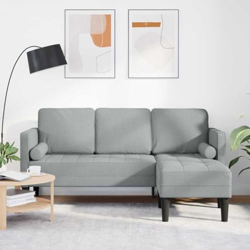 Emmtore Sofa 3-Sitzer L-Form Wohnzimmer Stabiler Buchenholzrahmen Modernes Design Stilvoll Langlebig Platzsparend Hellgrau 160 cm Stoff von Emmtore