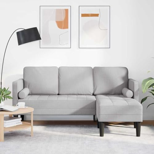 Emmtore Sofa 3-Sitzer L-Form Wohnzimmer Stabiler Buchenholzrahmen Modernes Design Stilvoll Langlebig Platzsparend Wolkengrau 160 cm Stoff von Emmtore