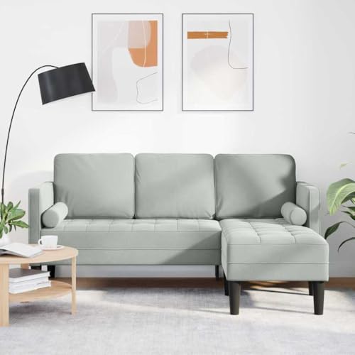 Emmtore Sofa 3-Sitzer mit Chaiselongue L-Form Hellgrau 160 cm Samt Ergonomisches Design | Fleckenresistent Polyester Rechteckige Möbel | Für Innen Emmtore Sofa 3-Sitzer mit Chaiselongue L-Form Hellgrau 160 cm Samt Ergonomisches Design | Fleckenresistent Polyester Rechteckige Möbel | Für Innen von Emmtore