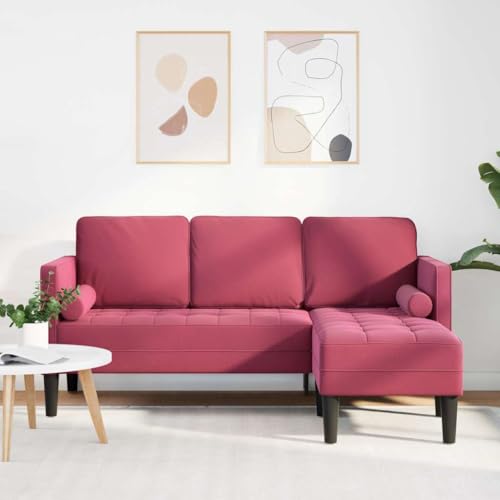 Emmtore Sofa 3-Sitzer mit Chaiselongue L-Form Weinrot 160 cm Samt Ergonomisches Design Rechteckige Möbel | Für Innen Emmtore Sofa 3-Sitzer mit Chaiselongue L-Form Weinrot 160 cm Samt Ergonomisches Design Rechteckige Möbel | Für Innen von Emmtore