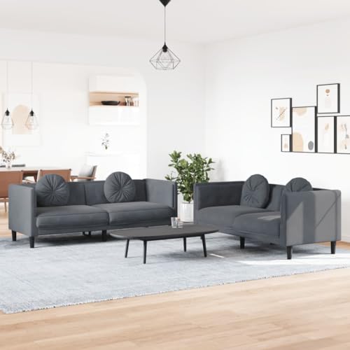 Emmtore Sofagarnitur, Sessel Couch Sofa für Wohnzimmer, Loungesofa Polstersofa mit Kissen, Couchgarnitur Sitzmöbel,Modern,Dunkelgrau,2-Sitzer + 3-Sitzer Emmtore Sofagarnitur, Sessel Couch Sofa für Wohnzimmer, Loungesofa Polstersofa mit Kissen, Couchgarnitur Sitzmöbel,Modern,Dunkelgrau,2-Sitzer + 3-Sitzer von Emmtore