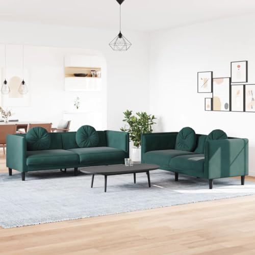 Emmtore Sofagarnitur, Sessel Couch Sofa für Wohnzimmer, Loungesofa Polstersofa mit Kissen, Couchgarnitur Sitzmöbel,Modern,Dunkelgrün,2-Sitzer + 3-Sitzer Emmtore Sofagarnitur, Sessel Couch Sofa für Wohnzimmer, Loungesofa Polstersofa mit Kissen, Couchgarnitur Sitzmöbel,Modern,Dunkelgrün,2-Sitzer + 3-Sitzer von Emmtore