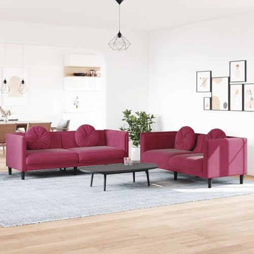 Emmtore Sofagarnitur, Sessel Couch Sofa für Wohnzimmer, Loungesofa Polstersofa mit Kissen, Couchgarnitur Sitzmöbel,Modern,Weinrot,2-Sitzer + 3-Sitzer Emmtore Sofagarnitur, Sessel Couch Sofa für Wohnzimmer, Loungesofa Polstersofa mit Kissen, Couchgarnitur Sitzmöbel,Modern,Weinrot,2-Sitzer + 3-Sitzer von Emmtore