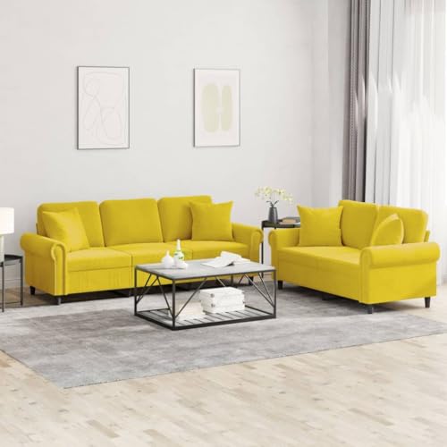 Emmtore Sofagarnitur Sessel Couch mit Kissen Fußhocker, Sofa Wohnzimmersofa mit Armlehnen, Couchgarnitur Designsofa Sitzmöbel Polstermöbel Gelb,mit Kissen Emmtore Sofagarnitur Sessel Couch mit Kissen Fußhocker, Sofa Wohnzimmersofa mit Armlehnen, Couchgarnitur Designsofa Sitzmöbel Polstermöbel Gelb,mit Kissen von Emmtore