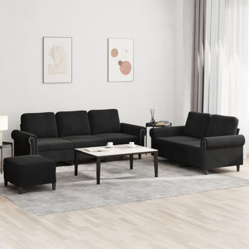 Emmtore Sofagarnitur Sessel Couch mit Kissen Fußhocker, Sofa Wohnzimmersofa mit Armlehnen, Couchgarnitur Designsofa Sitzmöbel Polstermöbel Schwarz,Mit Fußhocker Emmtore Sofagarnitur Sessel Couch mit Kissen Fußhocker, Sofa Wohnzimmersofa mit Armlehnen, Couchgarnitur Designsofa Sitzmöbel Polstermöbel Schwarz,Mit Fußhocker von Emmtore