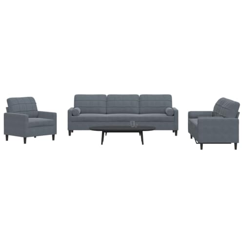 Emmtore Sofagarnitur mit Kissen Samt, Sofa, Fernsehsessel, Sessel, Sofa Set, Relaxsofa, Samtsofa, Wohnzimmermöbel, Sofa gepolstert Dunkelgrau,mit Kissen von Emmtore