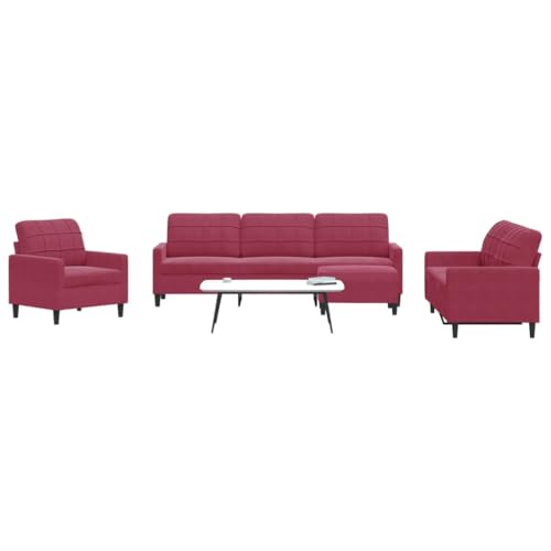 Emmtore Sofagarnitur mit Kissen Samt, Sofa, Fernsehsessel, Sessel, Sofa Set, Relaxsofa, Samtsofa, Wohnzimmermöbel, Sofa gepolstert Weinrot,Mit Fußhocker von Emmtore