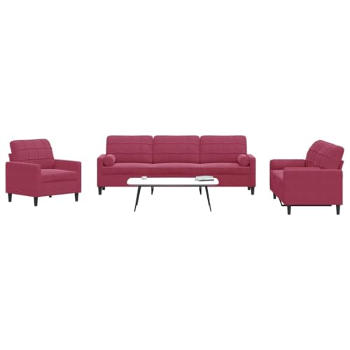 Emmtore Sofagarnitur mit Kissen Samt, Sofa, Fernsehsessel, Sessel, Sofa Set, Relaxsofa, Samtsofa, Wohnzimmermöbel, Sofa gepolstert Weinrot,mit Kissen von Emmtore