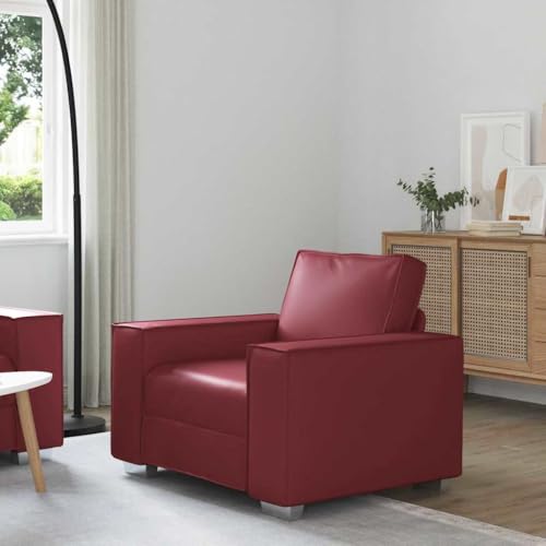 Emmtore Sofasessel Faux Leather Loveseat Sofa - Modern Design, Box Cushion, Durable, Armchair with Armrest, Comfortable Seating Furniture for Your Home mit Kissen Weinrot 99 x 78 x 84 cm Kunstleder von Emmtore