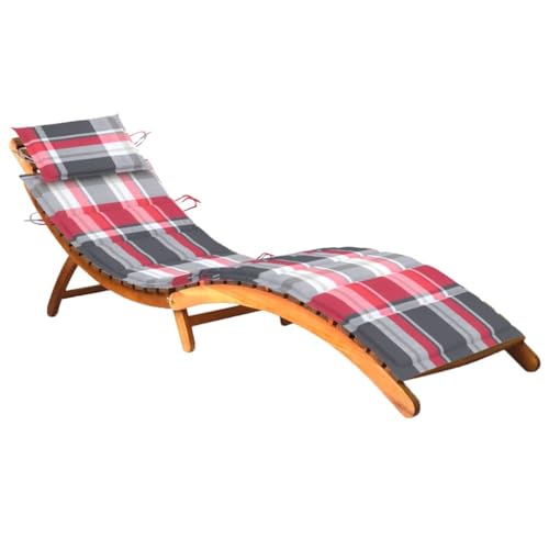 Emmtore Sonnenliege mit Auflage Akazie Akazienholz Massiv Klappbar Gartenliege Liegestuhl Holzliege Gartenmöbel Liege Relaxliege Freizeitliege Strandliege Massivholz von Emmtore