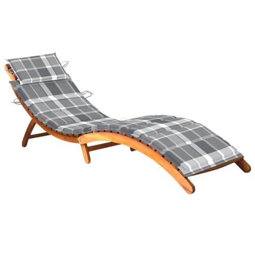 Emmtore Sonnenliege mit Auflage Akazie Akazienholz Massiv Klappbar Gartenliege Liegestuhl Holzliege Gartenmöbel Liege Relaxliege Freizeitliege Strandliege Massivholz von Emmtore