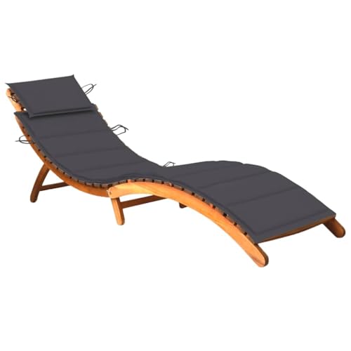 Emmtore Sonnenliege mit Auflage Akazie Akazienholz Massiv Klappbar Gartenliege Liegestuhl Holzliege Gartenmöbel Liege Relaxliege Freizeitliege Strandliege Massivholz von Emmtore