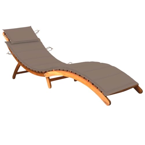 Emmtore Sonnenliege mit Auflage Akazie Akazienholz Massiv Klappbar Gartenliege Liegestuhl Holzliege Gartenmöbel Liege Relaxliege Freizeitliege Strandliege Massivholz von Emmtore