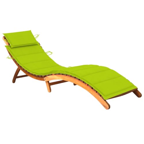 Emmtore Sonnenliege mit Auflage Akazie Akazienholz Massiv Klappbar Gartenliege Liegestuhl Holzliege Gartenmöbel Liege Relaxliege Freizeitliege Strandliege Massivholz von Emmtore