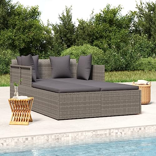 Emmtore Sonnenliege mit Kissen, Gartenliege Liegestuhl Liege für Pool Garten Terrasse, Relaxliege Strandliege Gartenmöbel Grau 182x118x63 cm Poly Rattan Emmtore Sonnenliege mit Kissen, Gartenliege Liegestuhl Liege für Pool Garten Terrasse, Relaxliege Strandliege Gartenmöbel Grau 182x118x63 cm Poly Rattan von Emmtore